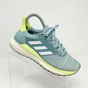 Adidas Solar Glide Running Shoes Light Blue Neon Green Size 6.5 Athletic Sneaker